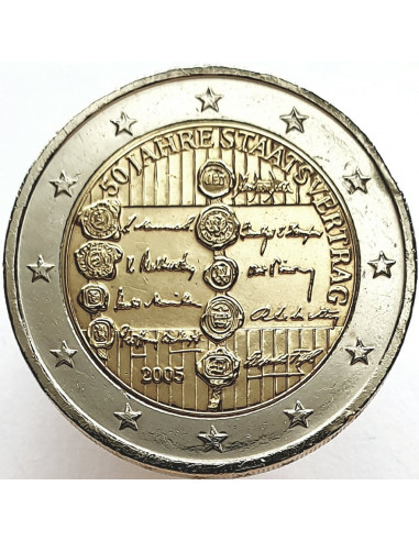 Awers monety 2 euro 2005 50lecie Austriackiego traktatu państwowego