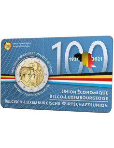 Awers monety Belgia 2 euro 2021 100lecie Unii Ekonomicznej BelgijskoLuksemburskiej wersja francuska