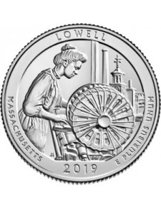 Awers monety 25 centów / ćwiartka 2019 Historyczny Park Narodowy Lowell