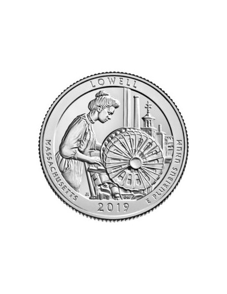 Awers monety 25 centów / ćwiartka 2019 Historyczny Park Narodowy Lowell
