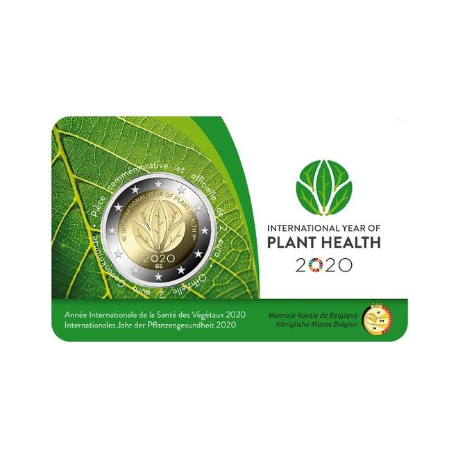 Awers monety Belgia 2 euro 2020 Międzynarodowy Rok Zdrowia Roślin wersja francuska