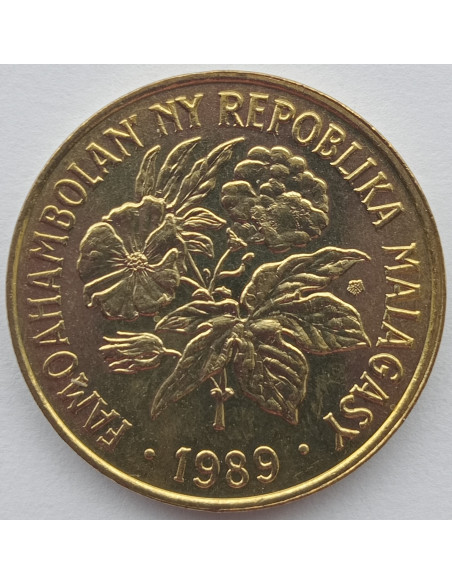 Rewers monety Madagaskar 20 Franków 1989