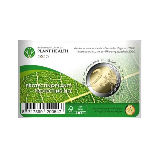 Rewers monety Belgia 2 euro 2020 Międzynarodowy Rok Zdrowia Roślin wersja francuska
