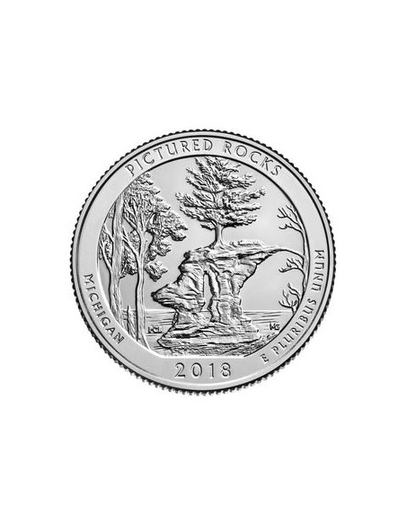 Awers monety 25 centów / ćwiartka 2018 Rocks National Lakeshore Michigan