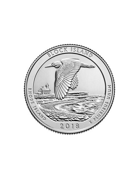 Awers monety 25 centów / ćwiartka 2018Narodowy Rezerwat Dzikiej Przyrody Block Island