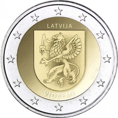 Awers monety okolicznościowej 2 euro w temacie Liwonia