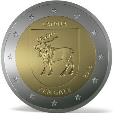 Awers monety okolicznościowej 2 euro w temacie Semigalia﻿