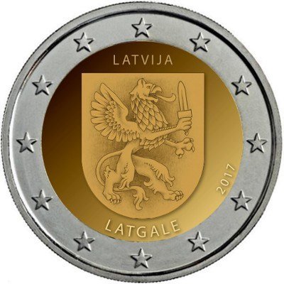 Awers monety okolicznościowej 2 euro w temacie Kurlandia﻿