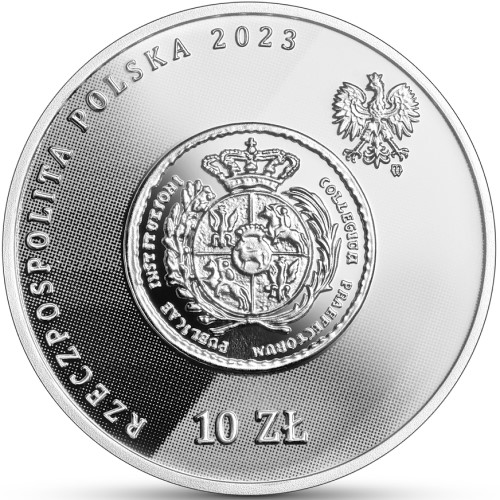 Rewers polskiej srebrnej monety 250. rocznica powołania Komisji Edukacji Narodowej, srebrne 10 złotych - awers